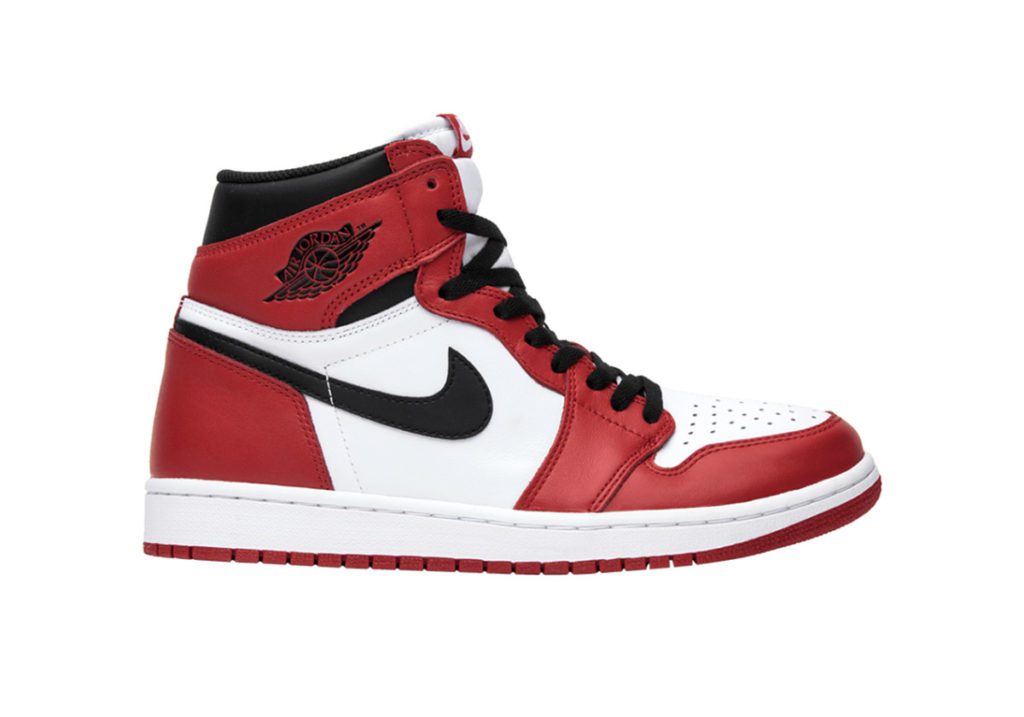 Red, white, and black Jordans